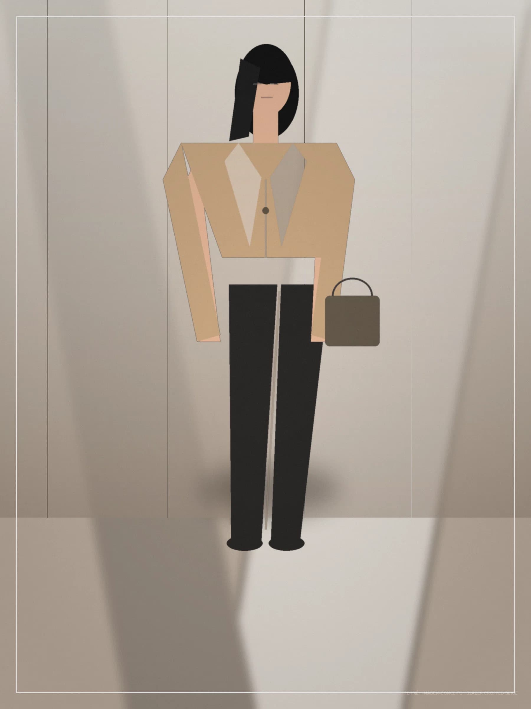 Blazer Cropped Beige — imagem-conceito (frente)